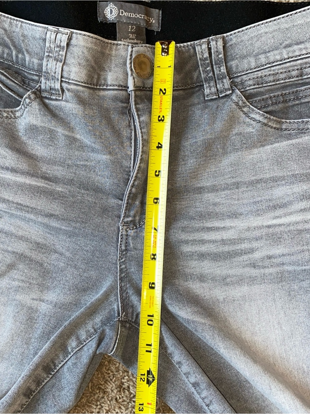 Democracy Jeans Womens 12 Gray Ab Technology Straight Stretch Denim Pants Casual - Picture 5 of 8